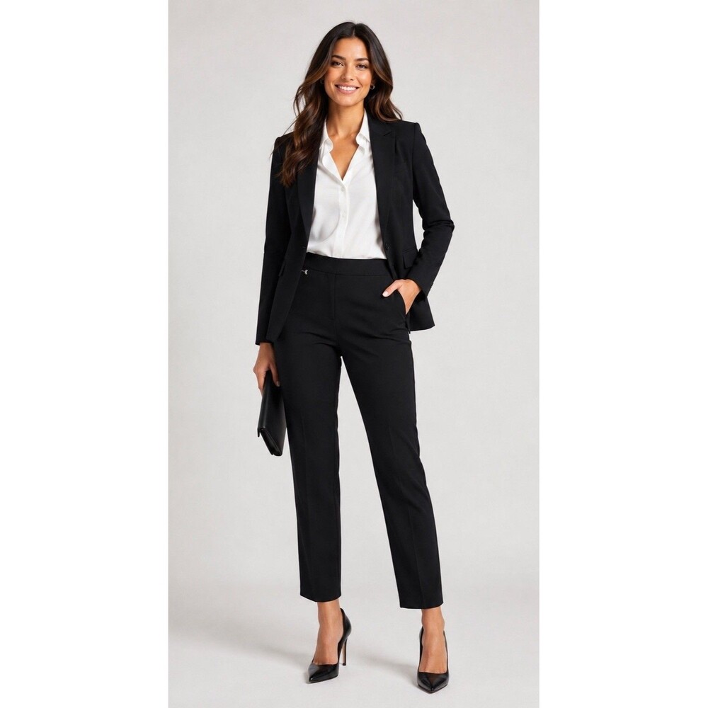 Zac & Rachel Women 12 Black Pull On Ankle Pants Slim Career Stretch Office Zip